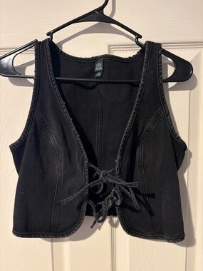 Wild Fable Black Lace-Up Vest Tank Top Size S | Edgy Western Layering Piece